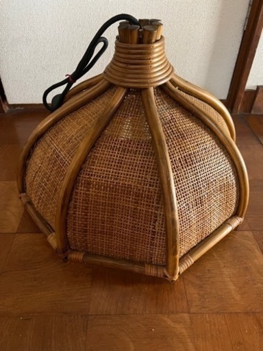 ラタン　籐　ランプシェード　天井照明　電気傘