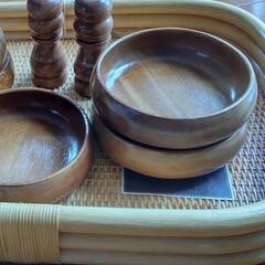 ラタントレイと木製皿セット