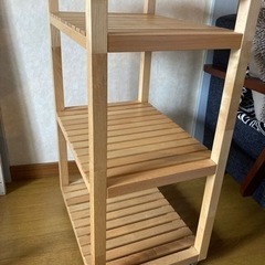IKEA 3段　ラック　ナチュラル　木製　ワゴン