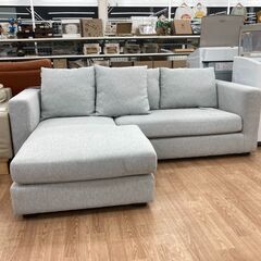 3人掛けカウチソファ グレー H80×W215×D165 クリーニング済み KJ890