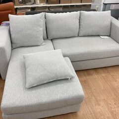 3人掛けカウチソファ グレー H80×W215×D165 クリーニング済み KJ890