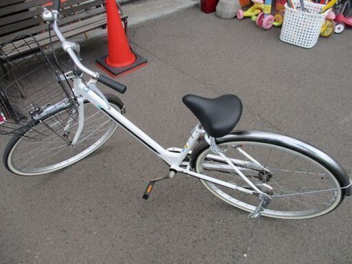 自転車 26インチ 6段変速 鍵付き ライト オレンジ カゴ有り シティ