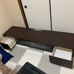 【美品】テレビ台/テレビボード 引き出しとガラス扉付き 大型テレビ向け