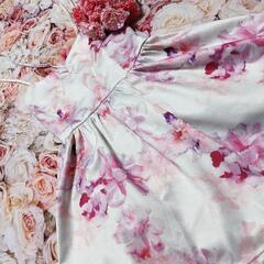 白×ピンク●ぼかし●花柄●ツルツル●編み上げ●ワンピース型ミニドレス
