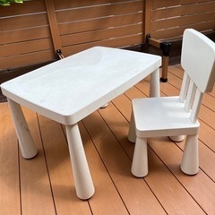 IKEA MAMMUT ホワイト　テーブル　チェア　セット