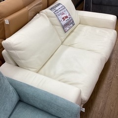 KI-91【新入荷　リサイクル品】無印良品　本革2シーターソファ　フェザー/ポケットコイル　白