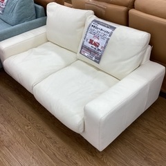 KI-91【新入荷　リサイクル品】無印良品　本革2シーターソファ　フェザー/ポケットコイル　白