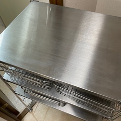無印良品スチールラック大小2つ、カゴ3つ