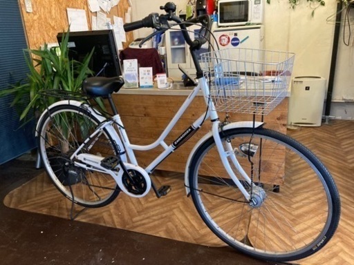 LEDオートライト】6段変速 27インチ 自転車 白