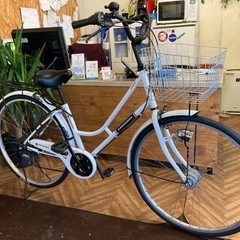 【タイヤ・チューブ新品！】LEDオートライト　6段変速　27インチ自転車　白 Pro-vocatio（プローウォカティオ） 自転車 通勤 通学 27インチ 外装6