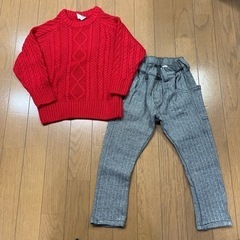 値下げ‼︎ キッズ セーター､パンツセット　110の画像