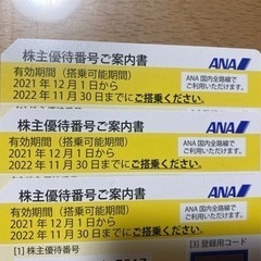 【ネット決済】【セール！】ANA株主優待券　3枚セット　22/1...