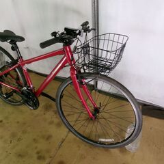 C248★23800円★整備済み スポーツ中古自転車 パナソニック　レッド　カゴライト付き【クロスバイク】(*^▽^*)