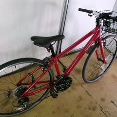 C248★23800円★整備済み スポーツ中古自転車 パナソニック　レッド　カゴライト付き【クロスバイク】(*^▽^*)