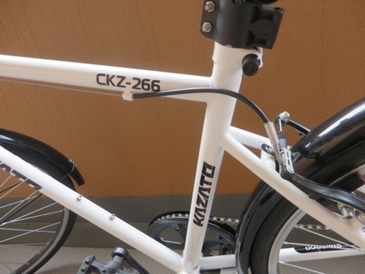 自転車 26インチ SHIMANO シマノ6段変速 KAZATO カザト CKZ-266 ブラック ホワイト スチールフレーム クイックリリース 26in