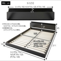 ベッドダブル:マットレス＋フレームセット