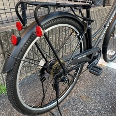 27インチ 内装6段変速 自転車 オートライト サイモト自転車 荷台カゴ付き ブラック 美品