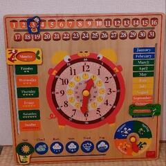 英語カレンダーボード+布絵本　知育玩具　木製