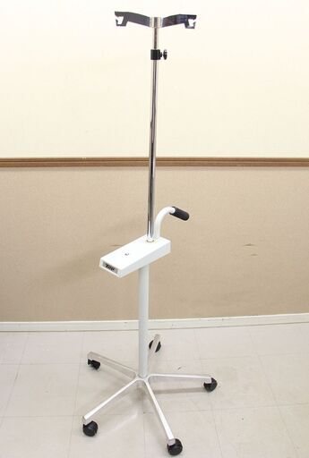 キャスター付き点滴用器具　点滴スタンド　5脚　5本脚　平板吊り具　歩行可能　持ち手付　介助　介護 (J1122ykwY)
