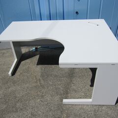 事務机　L型デスク　右ラウンド　ホワイト　イナバ製DU-FP1612WT7