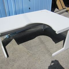 事務机　L型デスク　右ラウンド　ホワイト　イナバ製DU-FP1612WT7