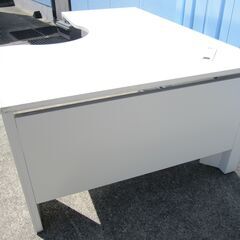 事務机　L型デスク　右ラウンド　ホワイト　イナバ製DU-FP1612WT7