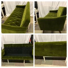 カリモク60 karimoku ロビーチェア 3シーター モケットグリーン ソファ ミッドセンチュリー