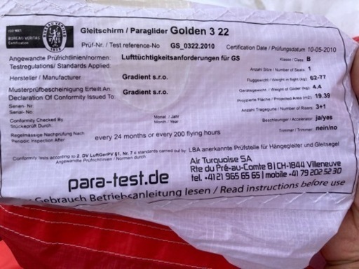 Gleitschirm Paraglider Golden 3 22
