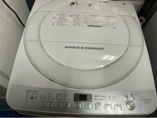 美品です　シャープ ES-T709-W 全自動洗濯機（7kg）