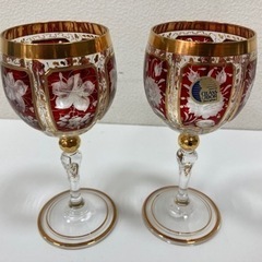 【中古品】Bohemian glass ボヘミアングラス 2個