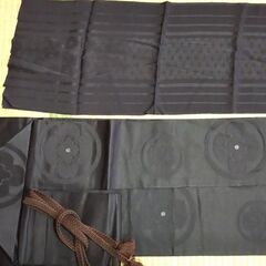 着物と帯と帯揚げと帯締めセット 紋付 高級正絹 和装 葬式