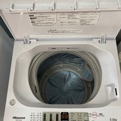 2022年製〉ハイセンス 5．5kg全自動洗濯機 オリジナル 白 HW-E5504 