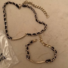 プレートネックレス、ブレスレットセット