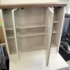 ☆ ドレッサー 三面鏡 コンセント・スツール付き 木目調 白/ホワイト 山善 引出し付き 鏡台 化粧台 YAMAZEN 札幌 東区 北20条店