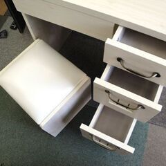 ☆ ドレッサー 三面鏡 コンセント・スツール付き 木目調 白/ホワイト 山善 引出し付き 鏡台 化粧台 YAMAZEN 札幌 東区 北20条店