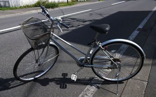 27インチ 自転車 6段切換 シルバー色 シティサイクル カギ付き サビ有り 札幌市 白石区 東札幌