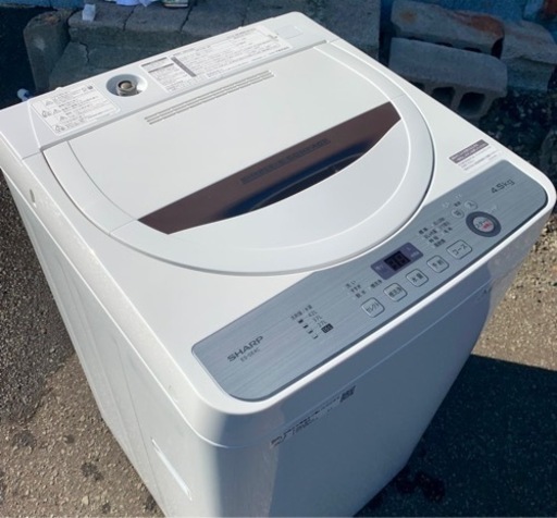 札幌市内配送無料 美品 19年製 SHARP シャープ 4.5kg 全自動洗濯機 ES-GE4C-T