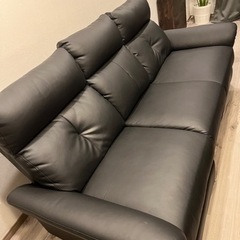 電動ソファ 3人掛け ブラック 黒 レザー風 リクライニング