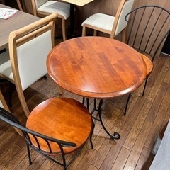 【キャンセル1セット出ました】木アンティーク　椅子、テーブルセット