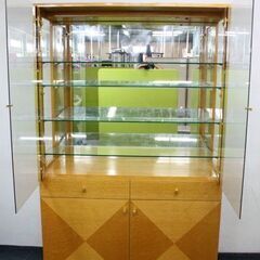 藤川　IDC大塚家具 (スプレンダー) バーズアイメープル キュリオケース 飾り棚 キャビネット 中古家具 店頭引取歓迎 R6510)