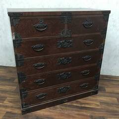 🔷🔶🔷○pa1/78 時代箪笥様式　5段　チェスト　整理　タンス　伝統工芸　箪笥　鉄器　整理ダンス　和箪笥　収納　和タンス　中古　🔷🔶🔷