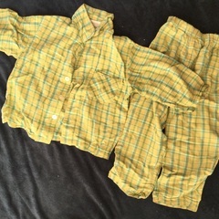 110サイズ　パジャマ　黄緑チェック　千趣会　ベルメゾン