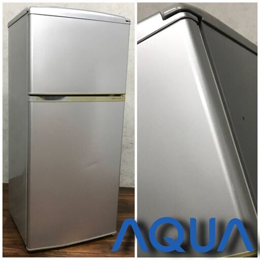 ○pa1/84 中古 AQUA アクア 2ドアノンフロン直冷式冷凍冷蔵庫 AQR-111D(S)-1 2015年製 109L 右開き 2ドア 冷蔵庫 冷凍庫 家電 ハイアール