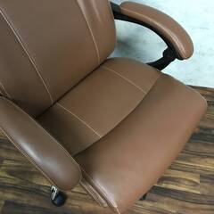 🔷🔶🔷〇ba13/1 ニトリ リクライニングワークチェア 合皮　ブラウン　肘掛付き　椅子　リクライニングチェア　家具　フットレスト　オフィス家具🔷🔶🔷