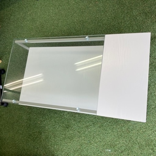 ニトリ センターテーブル(ノート4 110TP) ホワイト ガラステーブル