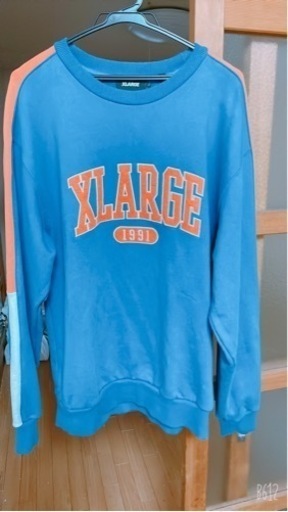Xlarge トレーナー水色×オレンジ