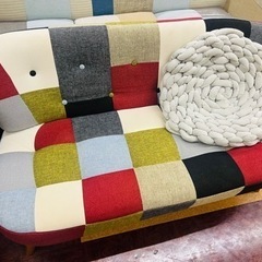 パッチワークソファ ラビスタ 2人掛け おしゃれ おうち時間 一人暮らし インテリア 家具 人気 おしゃれ かわいい 2人掛け Wankagroup 西小泉のソファ 2人掛けソファ の中古あげます 譲ります ジモティーで不用品の処分