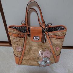 【決まりました】COACH　ティーローズかごバッグ　花柄オレンジ