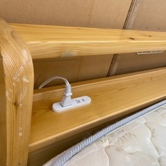 R019 パイン材 天然木 ダブルベッド マットレス付、幅140cm