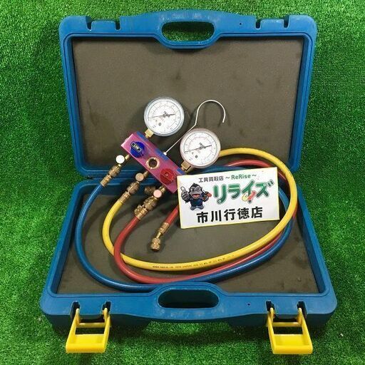 タスコ R410A用 ゲージマニホールド 赤青黄ホース付き【市川行徳店】【店頭取引限定】【中古】管理番号：ITUNYOD6WTK7